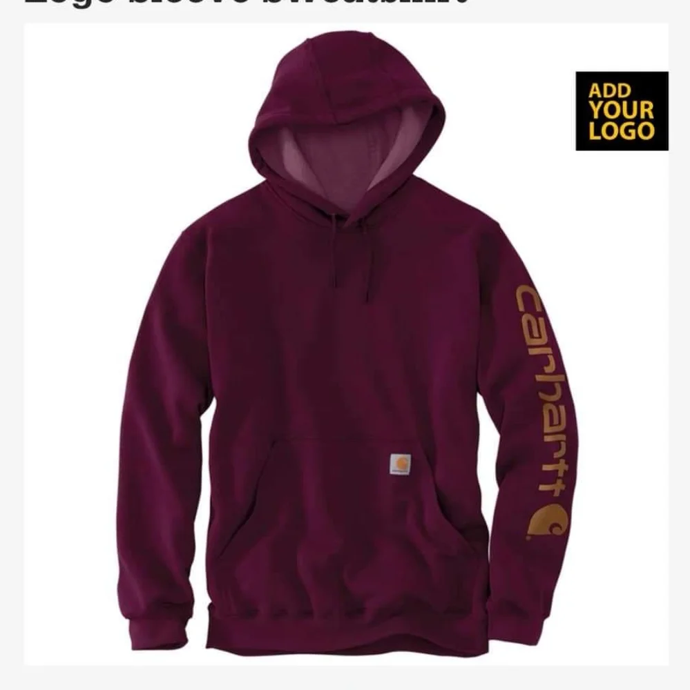 Burgundy Loose Fit Mid Weight Logo Sleeve Graphic Sweatshirt Pullover Hoodie - Picture 1 of 1